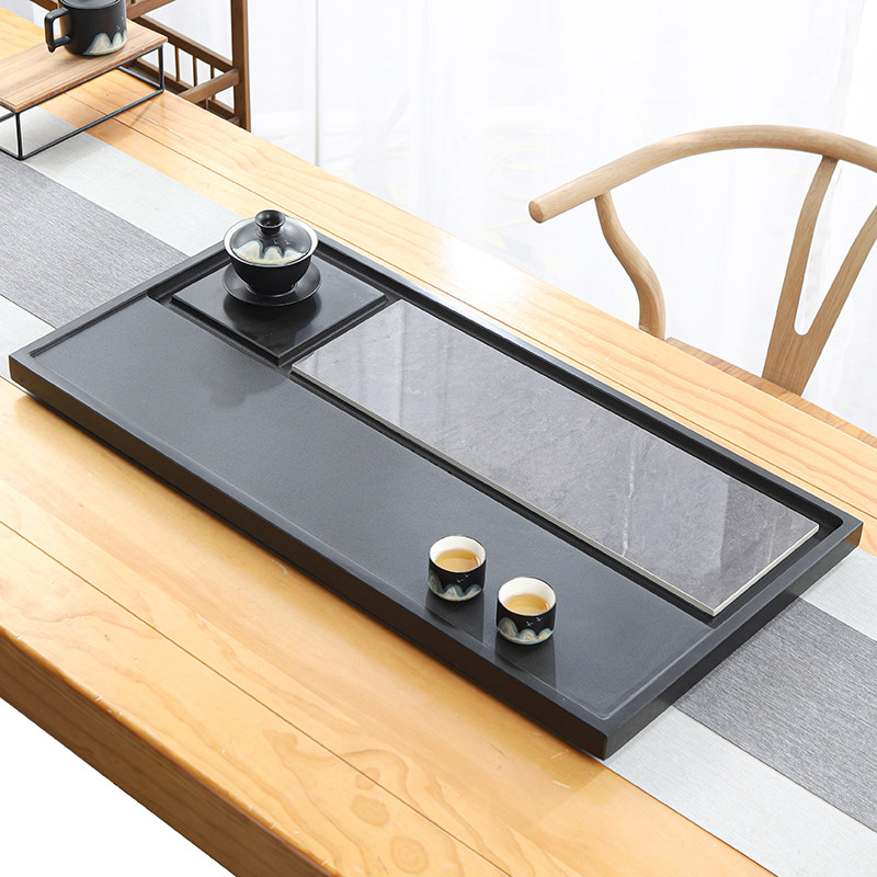 天然乌金石茶盘单盘家用简约茶具客厅整块高档石头岩板茶台盘托盘