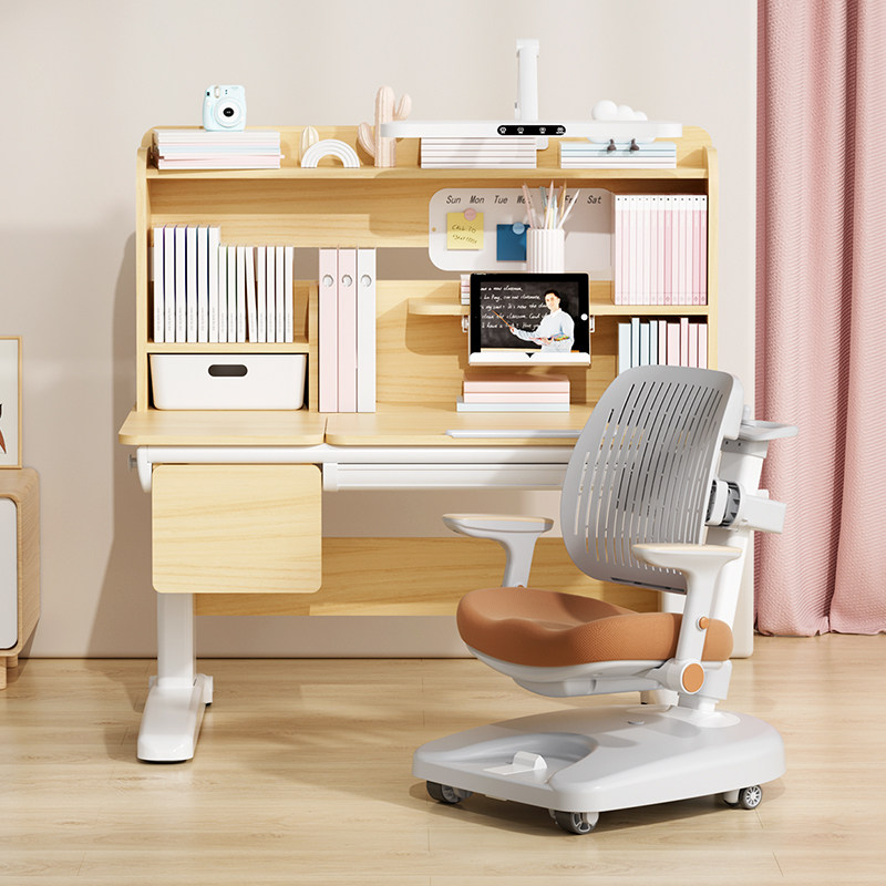 儿童学习桌小学生书桌可升降桌子实木写字桌家用可升降课桌椅套装