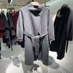 过膝双面羊毛羊绒立领收腰外套2025秋冬款 长款 女大衣 韩版 商场同款