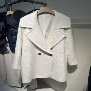 女外套 大翻领两粒扣绵羊毛马海毛大衣2025冬新款 商场同款 高端时尚
