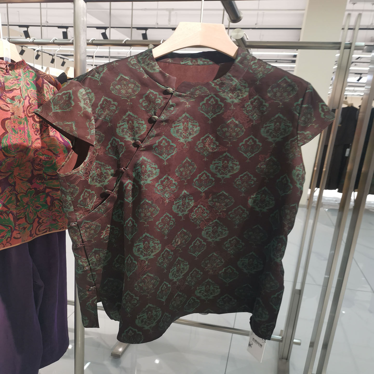 760C788新中式国风香云纱花萝真丝短袖上衣2026夏款桑蚕丝女衬衫