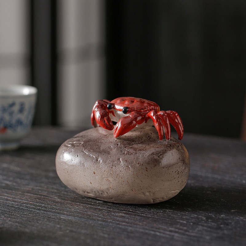 卡通可爱变色小螃蟹茶宠茶玩摆件陶瓷创意石头蟹家居客厅茶桌装饰,家居饰品,装饰摆件,淘宝优惠券,粉丝福利购,淘宝优惠卷