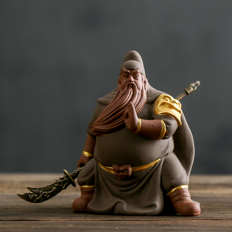 中式创意关羽关公陶瓷摆件家居客厅书法玄关桌面装饰品工艺品送礼