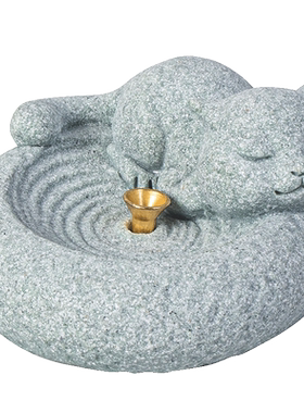 青砂石线香插可爱茶桌小猫咪摆件