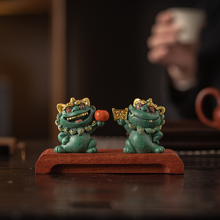 国潮风狮爷绝顶聪明举世无双彩金摆件送考生学生励志礼品桌面装饰