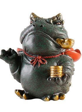 中式金蟾招财摆件石雕蟾蜍创意线香插办公室桌面店铺开业乔迁礼品