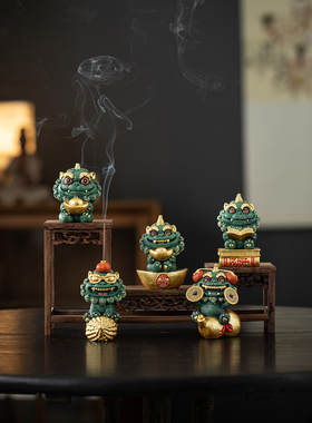 全国潮流吉祥兽狮彩金工艺饰品创意铸锭多多垫财富客厅桌面装饰品