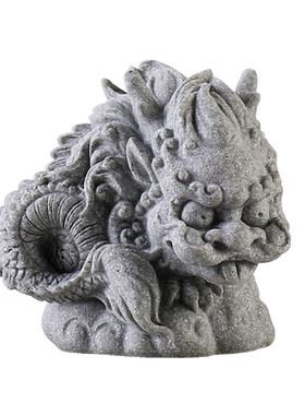 青砂石鱼缸造景国潮风客厅小蟠龙