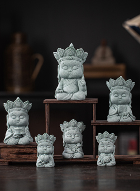 宝宝佛桌面禅意聚帙青砂石装饰品