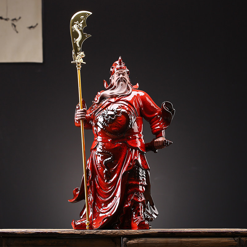 关公摆件大号陶瓷武财神爷关羽客厅玄关供奉关二爷神像装饰工艺品