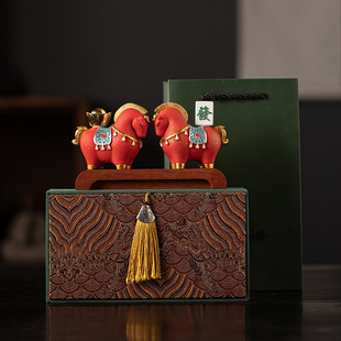 国潮唐马元 宝招财摆件礼盒创意马上发财可旋转开业乔迁生日送礼品