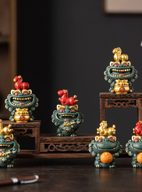 国潮龙腾马跃招财生肖马年摆件