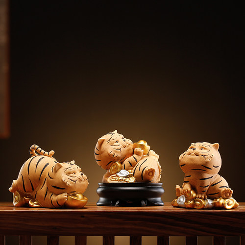 老虎创意陶瓷招财现代桌面生肖虎