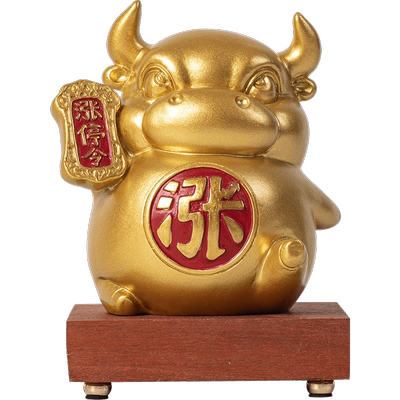 青砂石生肖牛国风桌面定制底座