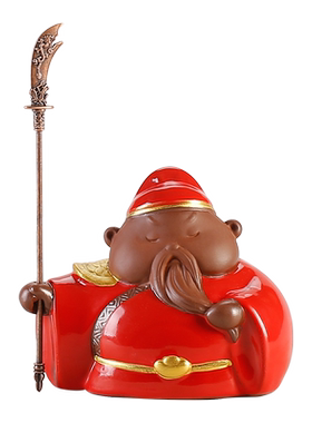 陶瓷紫砂桌面装饰卡通茶空间关公