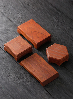 创意实木长方形正方形几何小底座六角木块搭配佛像工艺品摆件垫底