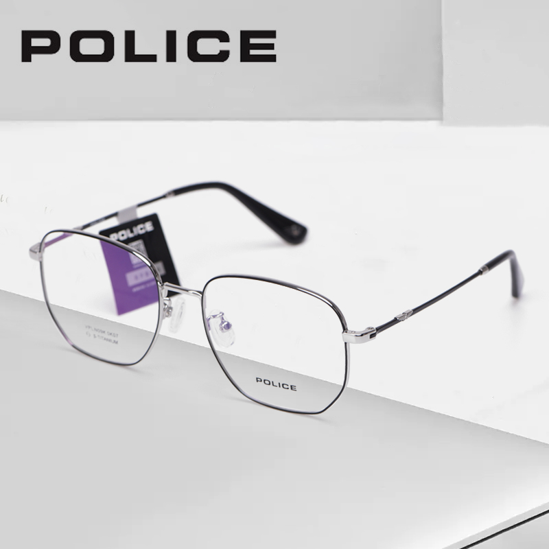 邦尼斯德POLICE时尚眼镜框近视镜架男女同款素颜神器金丝方框N09K
