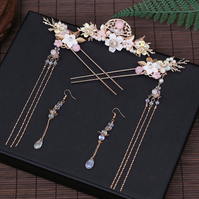 汉服头饰古装配饰发簪套装仙气古风发饰花卉套饰流苏步摇古代发钗