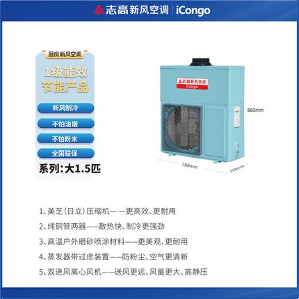 志高新风厨房空调商用大风量大功率制冷量冷风口宾馆酒店后厨专用