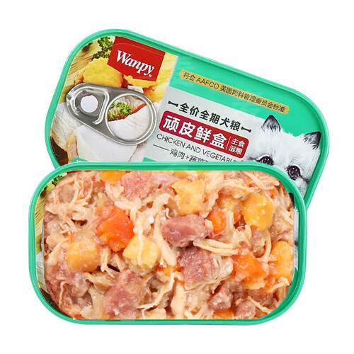 顽皮wanpy鲜盒主食罐头狗粮狗狗零食湿粮宠物狗罐头拌饭 鸡肉牛肉