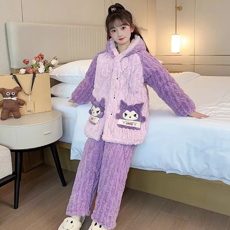 儿童法兰绒睡衣卡通可爱冬季