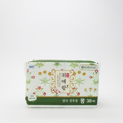 韩国贵艾朗（原贵爱娘）17.5cm护垫舒适纯棉38片草本祛异味