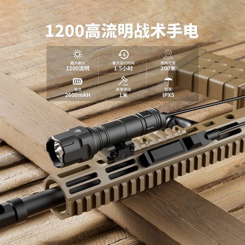 户外爆款LED手电1200流明20MM夹具强光手电筒防水防震便携式手电