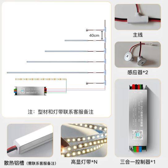 昆明plc三合一楼梯踏步网红流水灯带全套小分控控制器人体感应灯