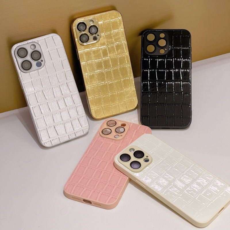 新款个性iPhone15promax手机壳皮质鳄鱼纹苹果14奢华银色13promax星耀黑色12高级感11男女款全包镜头