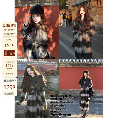 可拆斗篷披肩气质轻奢双面呢外套