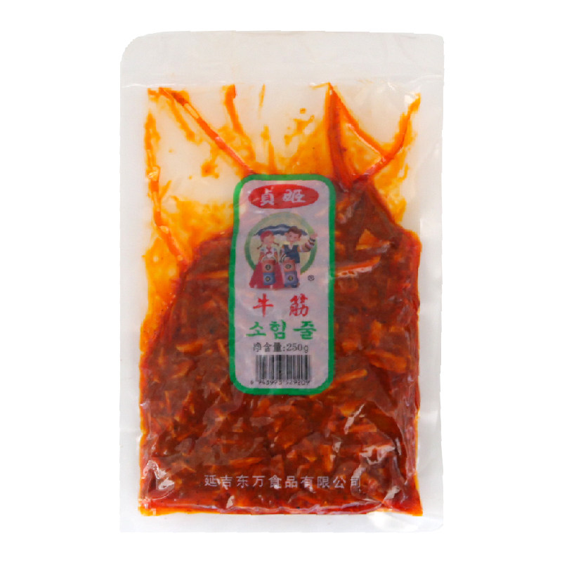 延吉朝鲜族特产貞姬250g干牛板筋贞姬油炸香辣延边风味