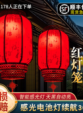 2026新款电池羊皮红灯笼免插电过新年喜庆装饰庭院大门口阳台挂饰