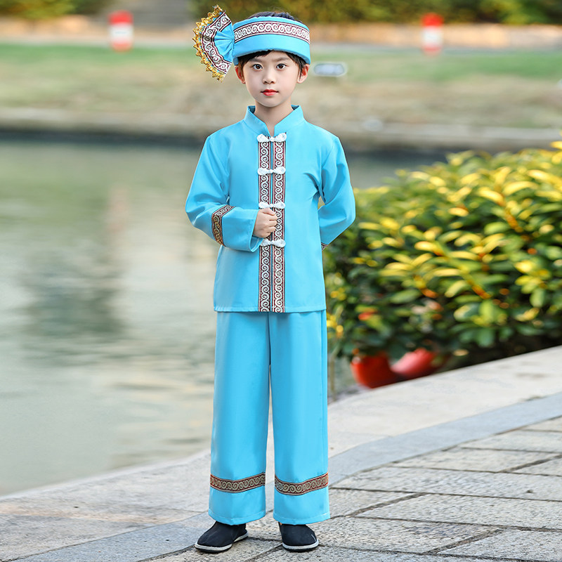 傣族服装男童男宝泼水节葫芦丝儿童演出服少数民族服饰西双版纳