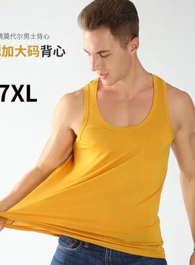 大码坎肩背心男莫代尔胖子加肥加大夏季黄色健身运动宽松背心汗衫