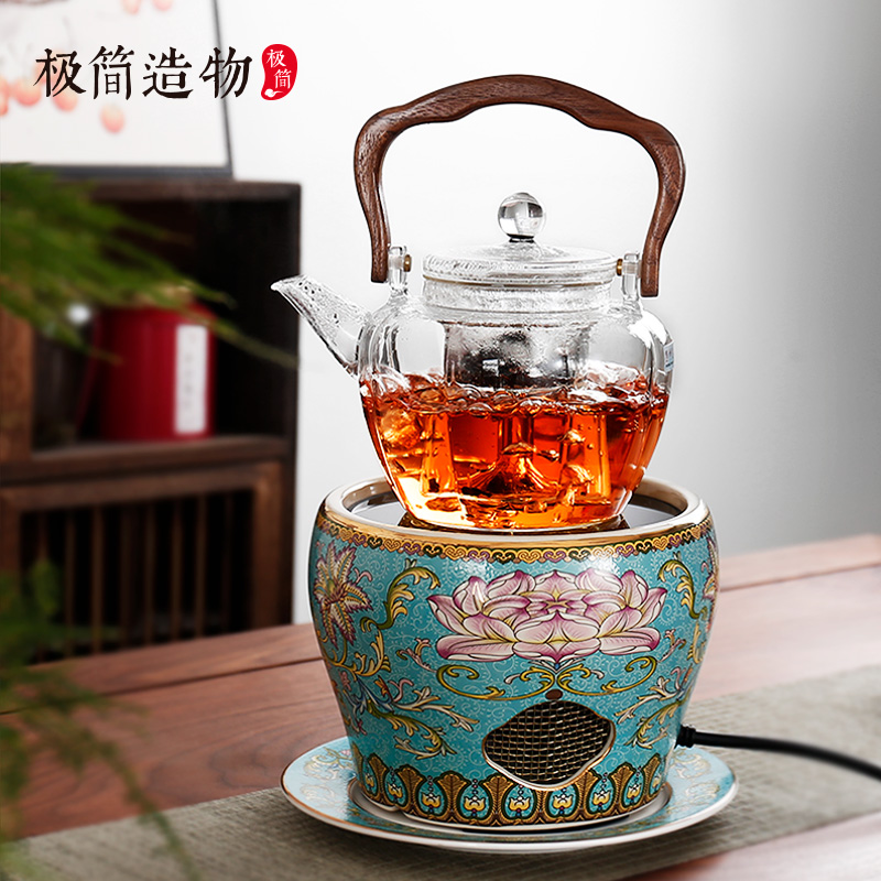 极简造物古风莲花陶瓷烧水壶