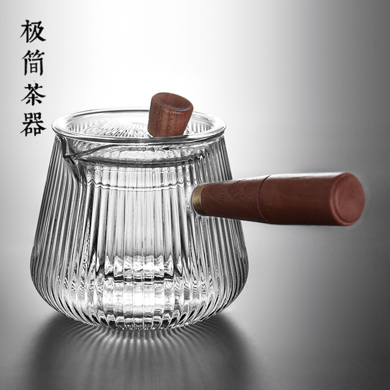 实木侧把泡茶壶日式耐高温玻璃电陶炉煮茶器分茶过滤家用茶具套装