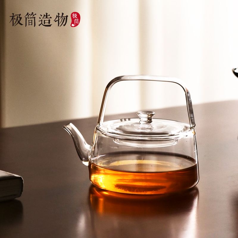 汀兰玻璃提梁壶耐高温小容量