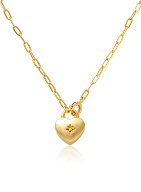 EVESENSE爱心锁头镶钻项链