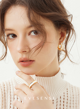 EVESENSE流淌感珐琅滴釉咖色原创开口戒高级气质白色小众设计戒指