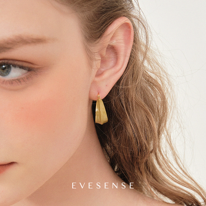 EVESENSE高级简约抹茶色珐琅耳环