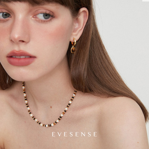 EVESENSE虎眼石玛瑙贝母串珠项链