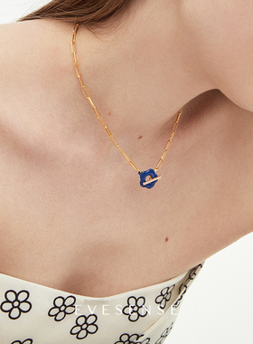 EVESENSE蓝色珐琅OT扣项链