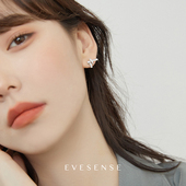 EVESENSE银色打结镶钻耳钉ins冷淡风个性 小众简约高级无耳洞耳夹