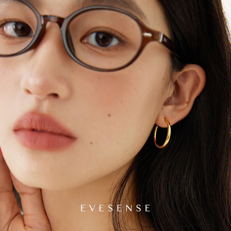EVESENSE经典款！金色金属耳圈简约百搭时髦圈圈耳环气质高级耳饰