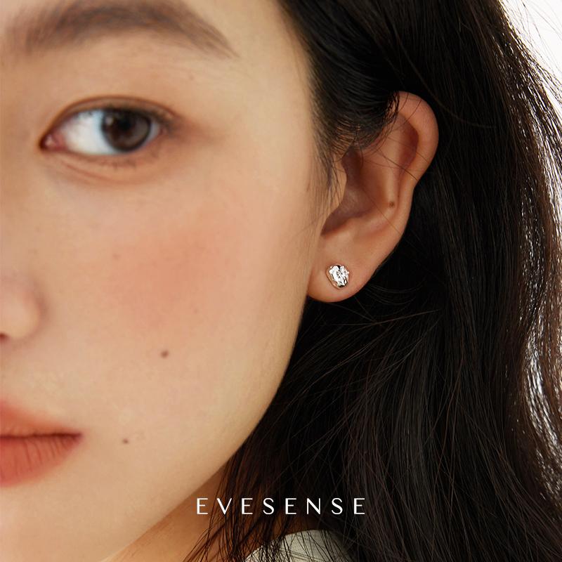EVESENSE镶钻碎银子纯银耳钉