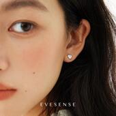 EVESENSE镶钻碎银子925纯银耳钉 高级简约闪钻气质养耳洞耳饰女