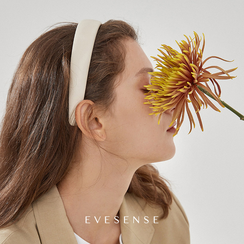 EVESENSE法式细腻好质感皮质发箍百搭时尚百搭白色高颅顶发饰饰品