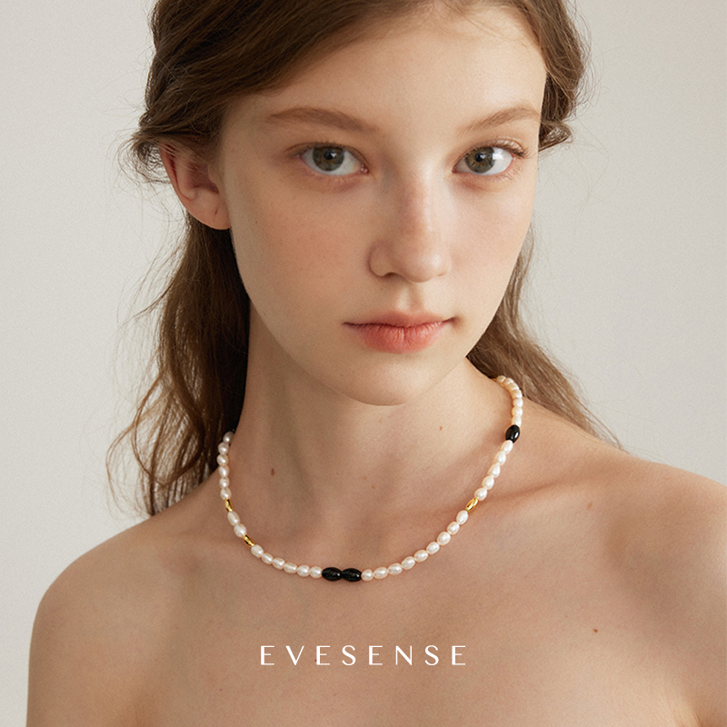 EVESENSE天然黑玛瑙淡水珍珠项链