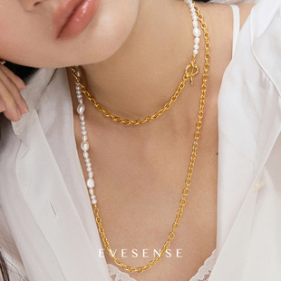 高级感巴洛克天然珍珠长款 法式 9折 项链轻奢气质叠戴颈链 新品