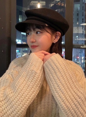 暖暖/ca4la somewhere秋冬羊毛呢不对称报童帽